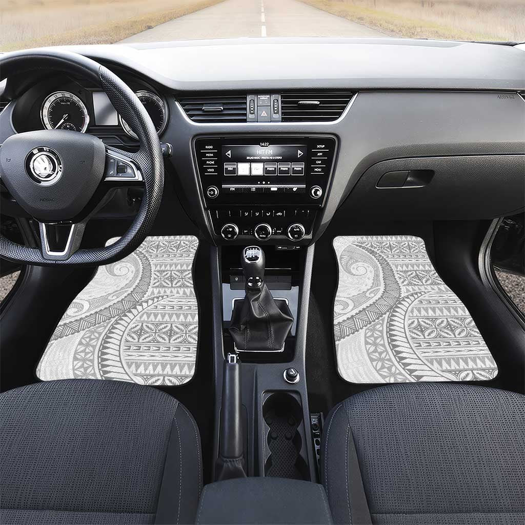 Polynesian White Sunday Car Mats Lotu Tamaiti Melanesian Pattern LT9 Set 2pcs - Front White - Polynesian Pride