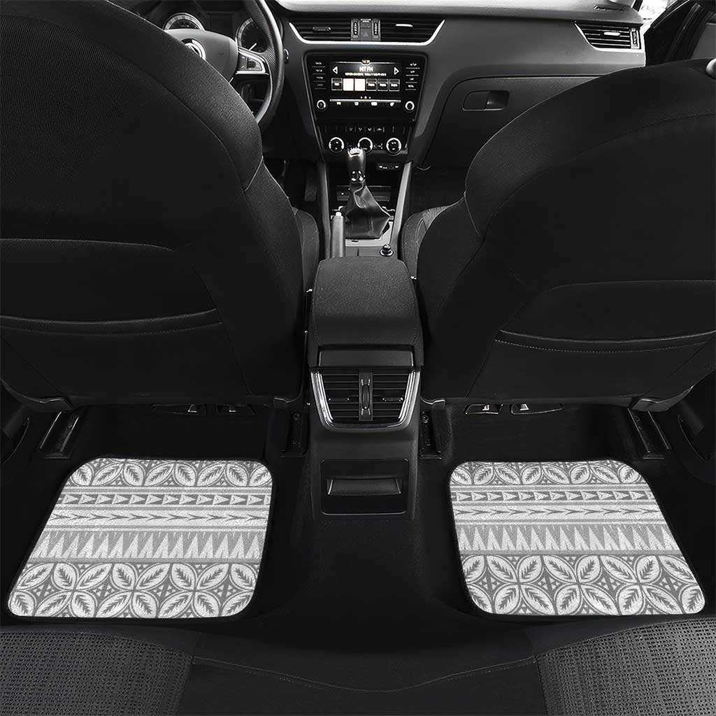 Polynesian White Sunday Car Mats Lotu Tamaiti Melanesian Pattern LT9 Set 2pcs - Back White - Polynesian Pride