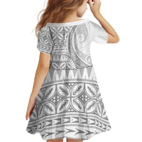 Polynesian White Sunday Family Matching Tank Maxi Dress and Hawaiian Shirt Lotu Tamaiti Melanesian Pattern - Polynesian Pride