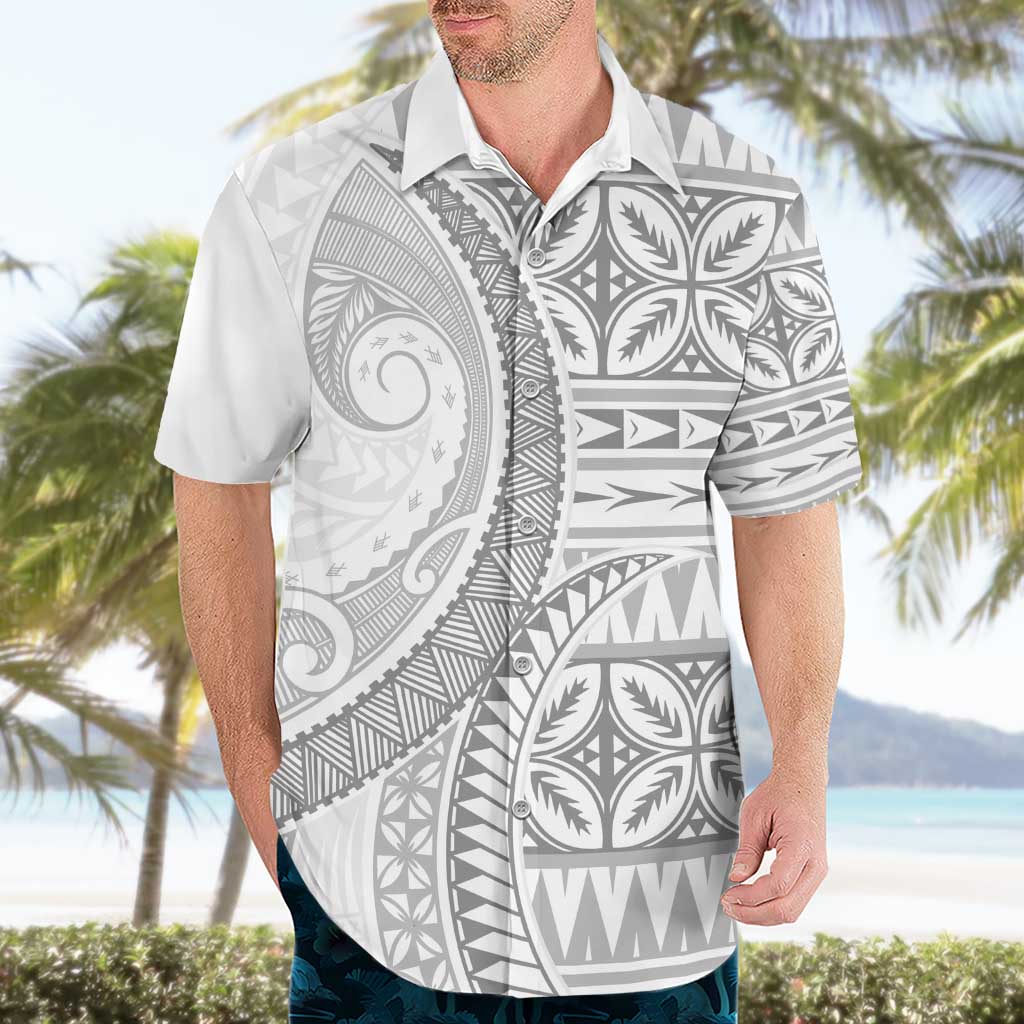 Polynesian White Sunday Hawaiian Shirt Lotu Tamaiti Melanesian Pattern LT9 - Polynesian Pride