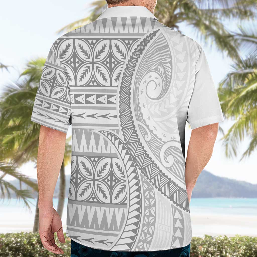 Polynesian White Sunday Hawaiian Shirt Lotu Tamaiti Melanesian Pattern LT9 - Polynesian Pride