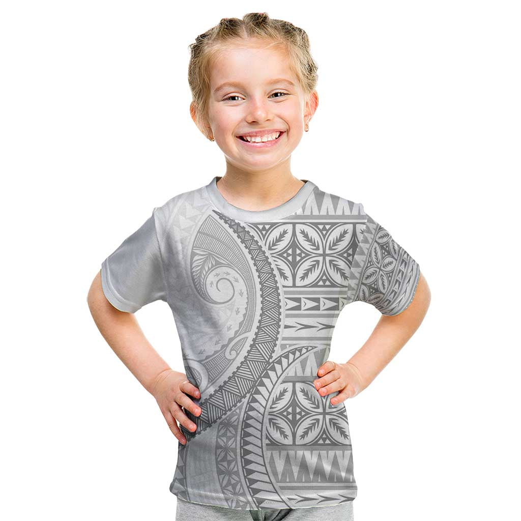 Polynesian White Sunday Kid T Shirt Lotu Tamaiti Melanesian Pattern - Polynesian Pride