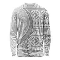 Polynesian White Sunday Long Sleeve Shirt Lotu Tamaiti Melanesian Pattern LT9 Unisex White - Polynesian Pride