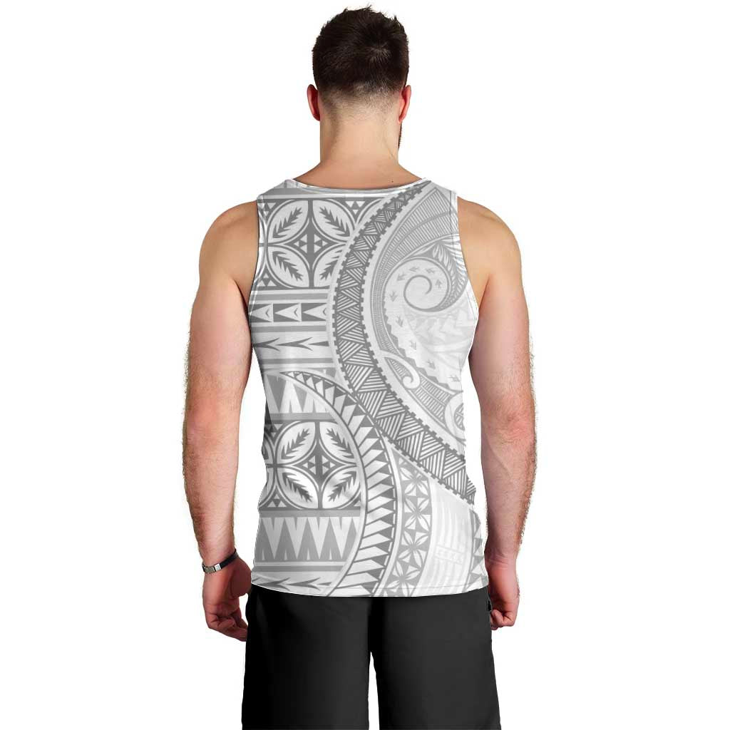 Polynesian White Sunday Men Tank Top Lotu Tamaiti Melanesian Pattern LT9 - Polynesian Pride