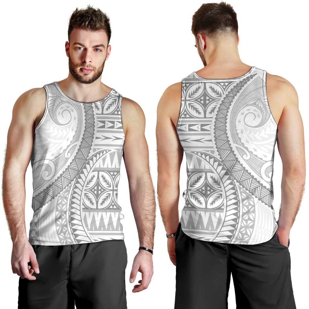Polynesian White Sunday Men Tank Top Lotu Tamaiti Melanesian Pattern LT9 - Polynesian Pride