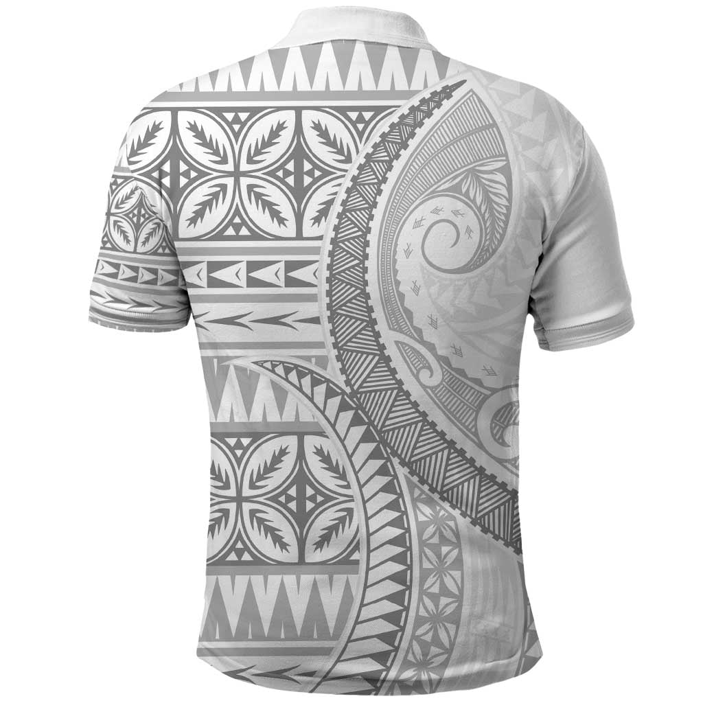 Polynesian White Sunday Polo Shirt Lotu Tamaiti Melanesian Pattern - Polynesian Pride