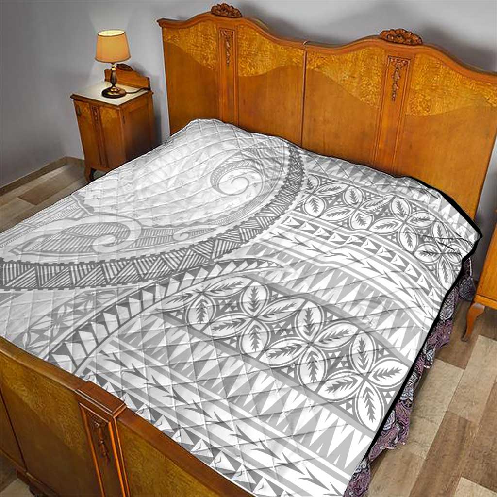 Polynesian White Sunday Quilt Lotu Tamaiti Melanesian Pattern - Polynesian Pride