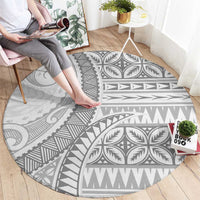 Polynesian White Sunday Round Carpet Lotu Tamaiti Melanesian Pattern - Polynesian Pride