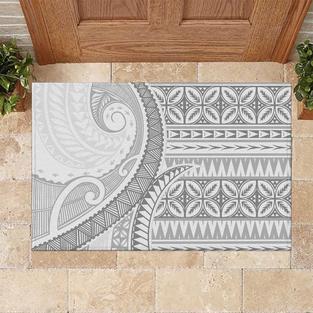 Polynesian White Sunday Rubber Doormat Lotu Tamaiti Melanesian Pattern LT9 White - Polynesian Pride