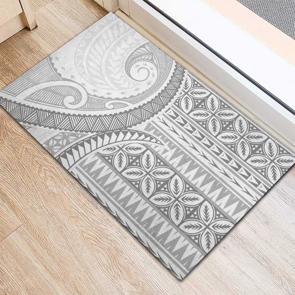 Polynesian White Sunday Rubber Doormat Lotu Tamaiti Melanesian Pattern LT9 - Polynesian Pride