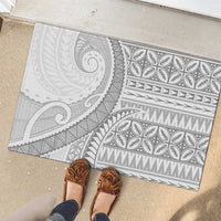 Polynesian White Sunday Rubber Doormat Lotu Tamaiti Melanesian Pattern LT9 - Polynesian Pride