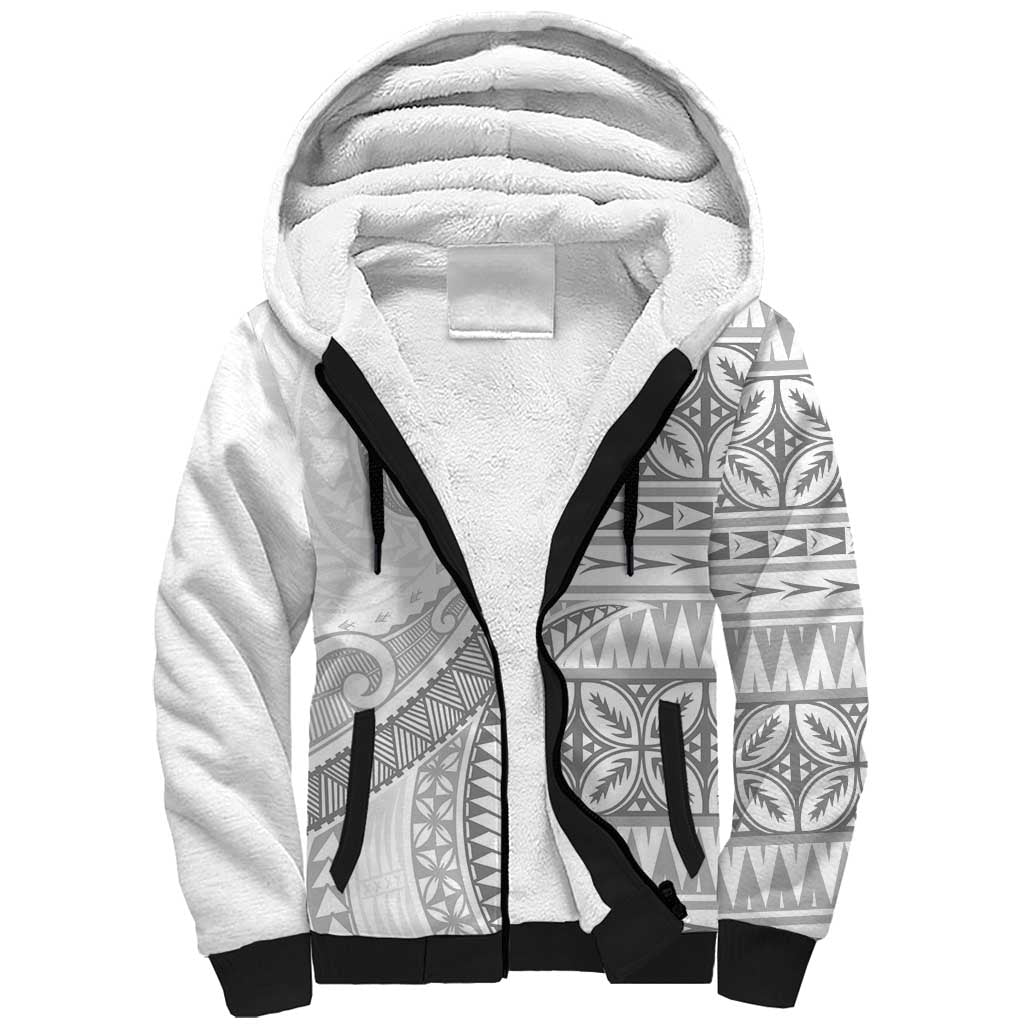 Polynesian White Sunday Sherpa Hoodie Lotu Tamaiti Melanesian Pattern LT9 Unisex White - Polynesian Pride