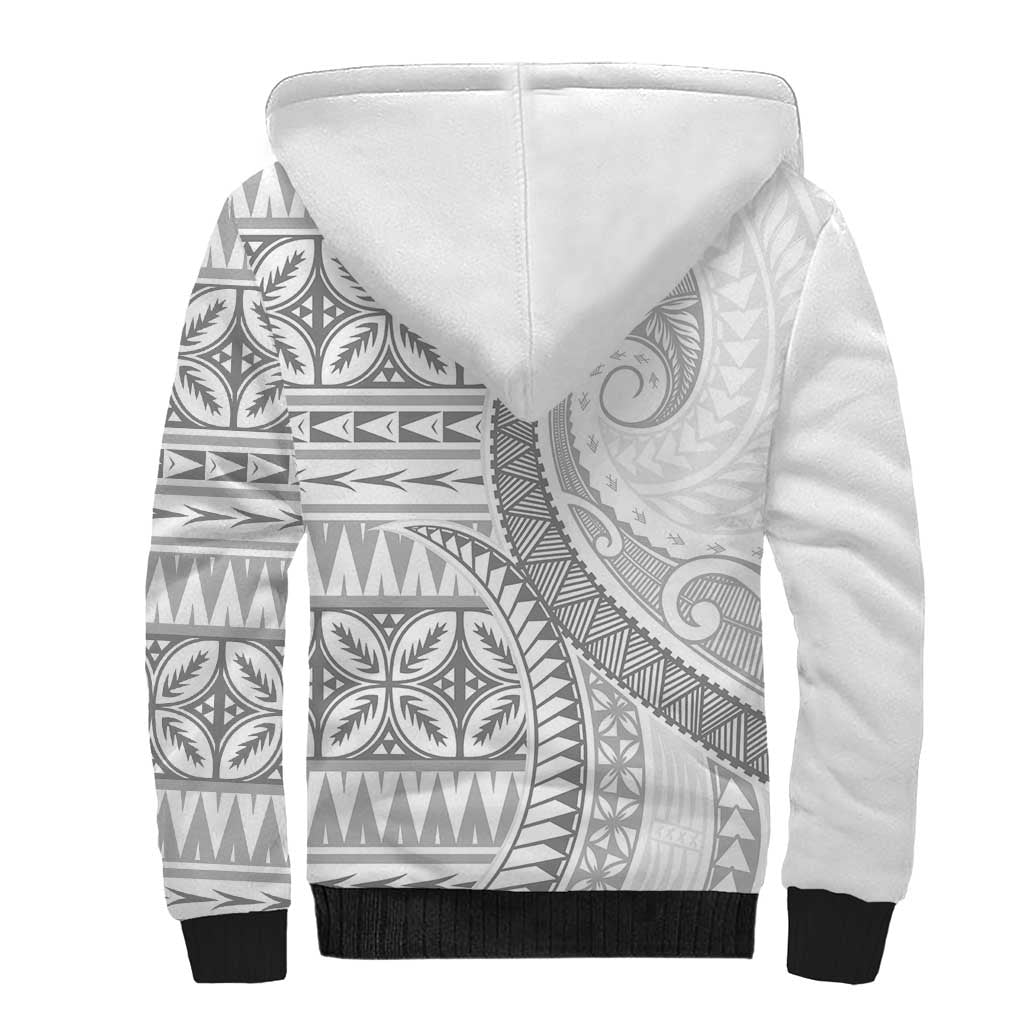 Polynesian White Sunday Sherpa Hoodie Lotu Tamaiti Melanesian Pattern LT9 - Polynesian Pride