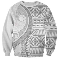 Polynesian White Sunday Sweatshirt Lotu Tamaiti Melanesian Pattern LT9 Unisex White - Polynesian Pride