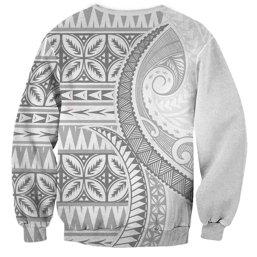 Polynesian White Sunday Sweatshirt Lotu Tamaiti Melanesian Pattern LT9 - Polynesian Pride