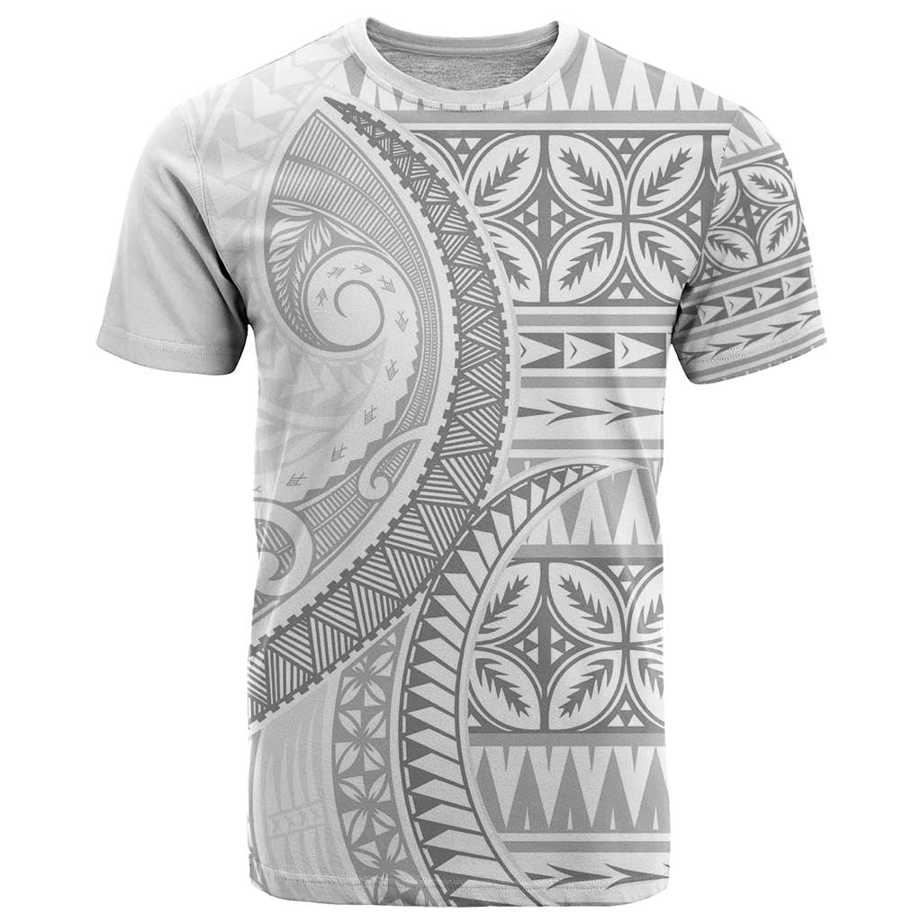 Polynesian White Sunday T Shirt Lotu Tamaiti Melanesian Pattern - Polynesian Pride