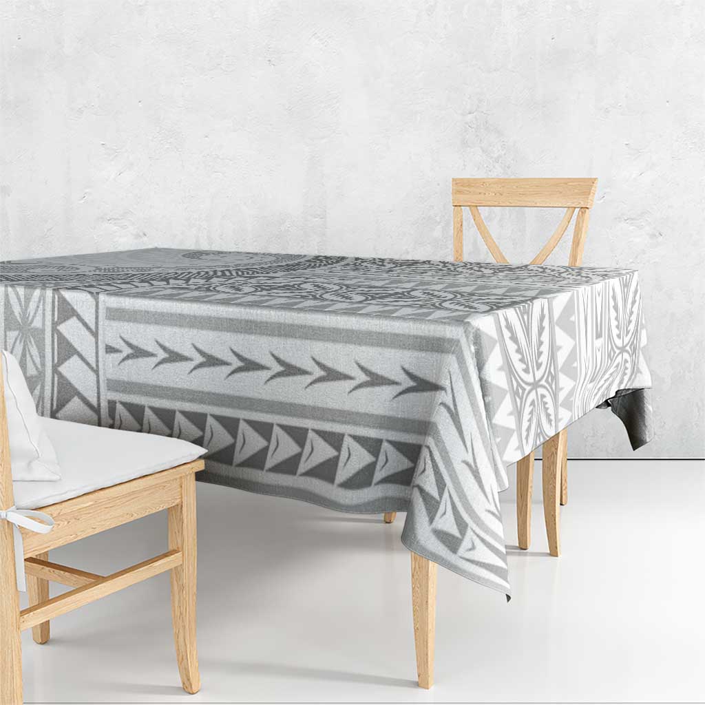 Polynesian White Sunday Tablecloth Lotu Tamaiti Melanesian Pattern LT9 - Polynesian Pride