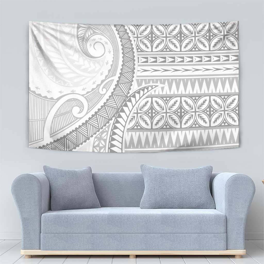 Polynesian White Sunday Tapestry Lotu Tamaiti Melanesian Pattern - Polynesian Pride