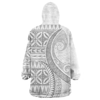 Polynesian White Sunday Wearable Blanket Hoodie Lotu Tamaiti Melanesian Pattern LT9 - Polynesian Pride