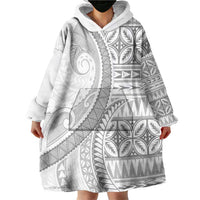 Polynesian White Sunday Wearable Blanket Hoodie Lotu Tamaiti Melanesian Pattern LT9 - Polynesian Pride