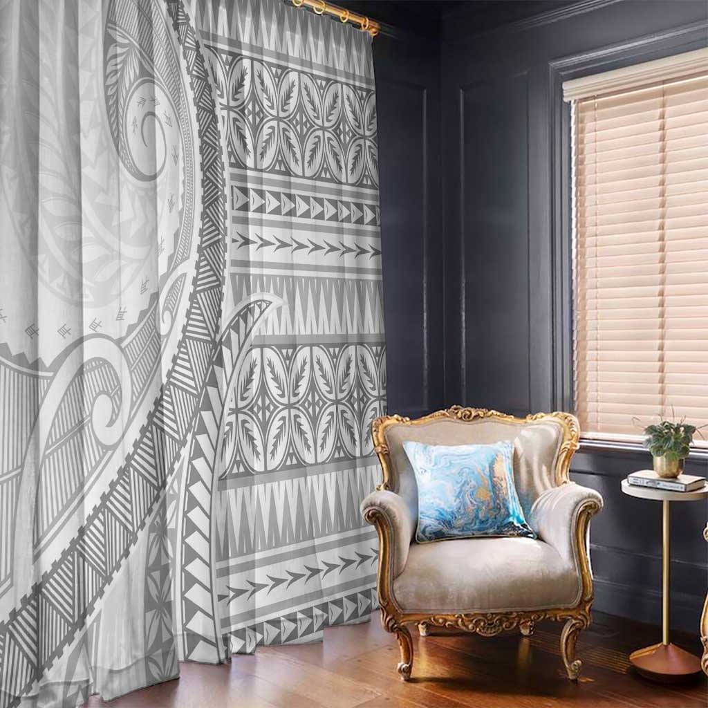 Polynesian White Sunday Window Curtain Lotu Tamaiti Melanesian Pattern - Polynesian Pride