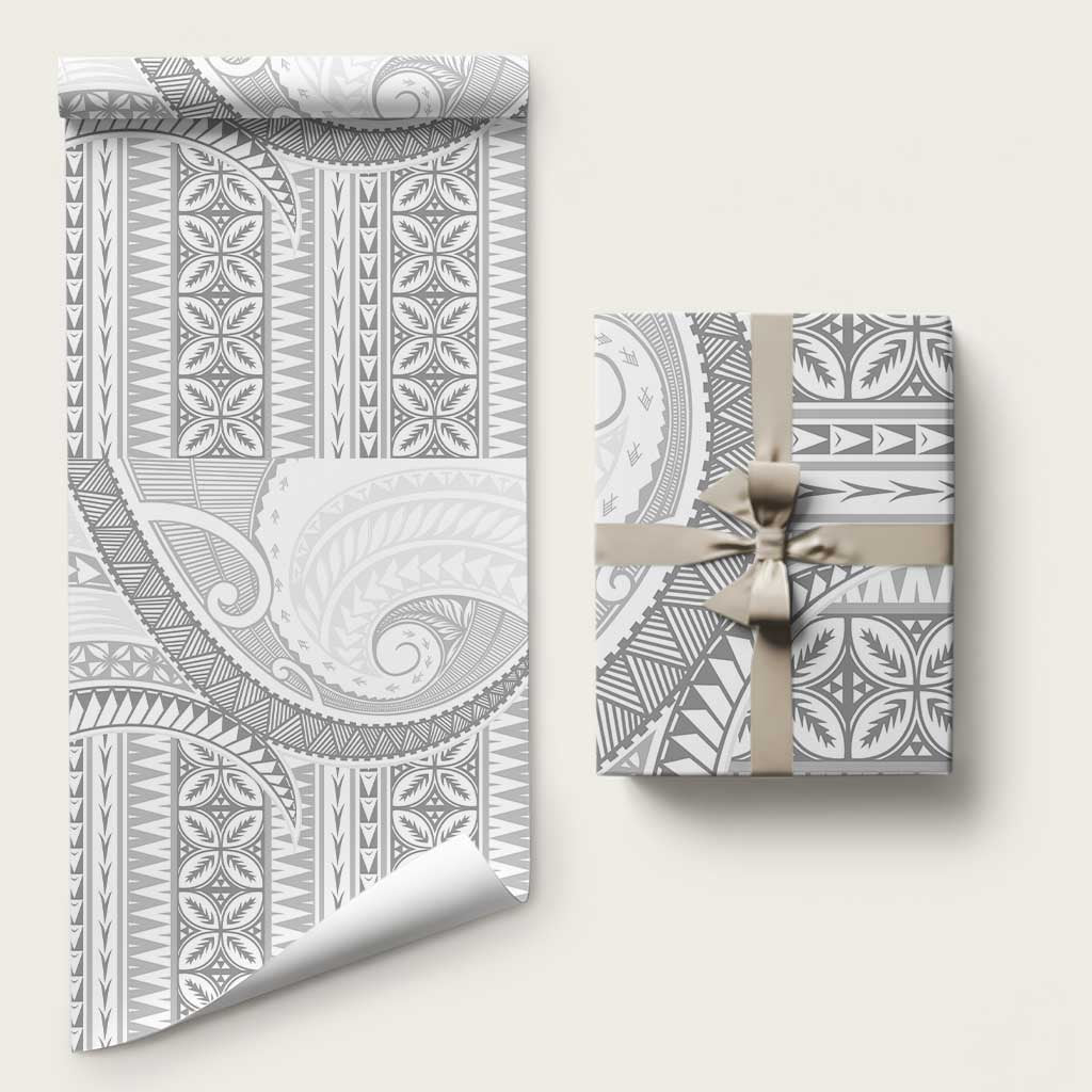 Polynesian White Sunday Wrapping Paper Lotu Tamaiti Melanesian Pattern LT9 58" × 23" White - Polynesian Pride