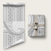 Polynesian White Sunday Wrapping Paper Lotu Tamaiti Melanesian Pattern LT9 58" × 23" White - Polynesian Pride