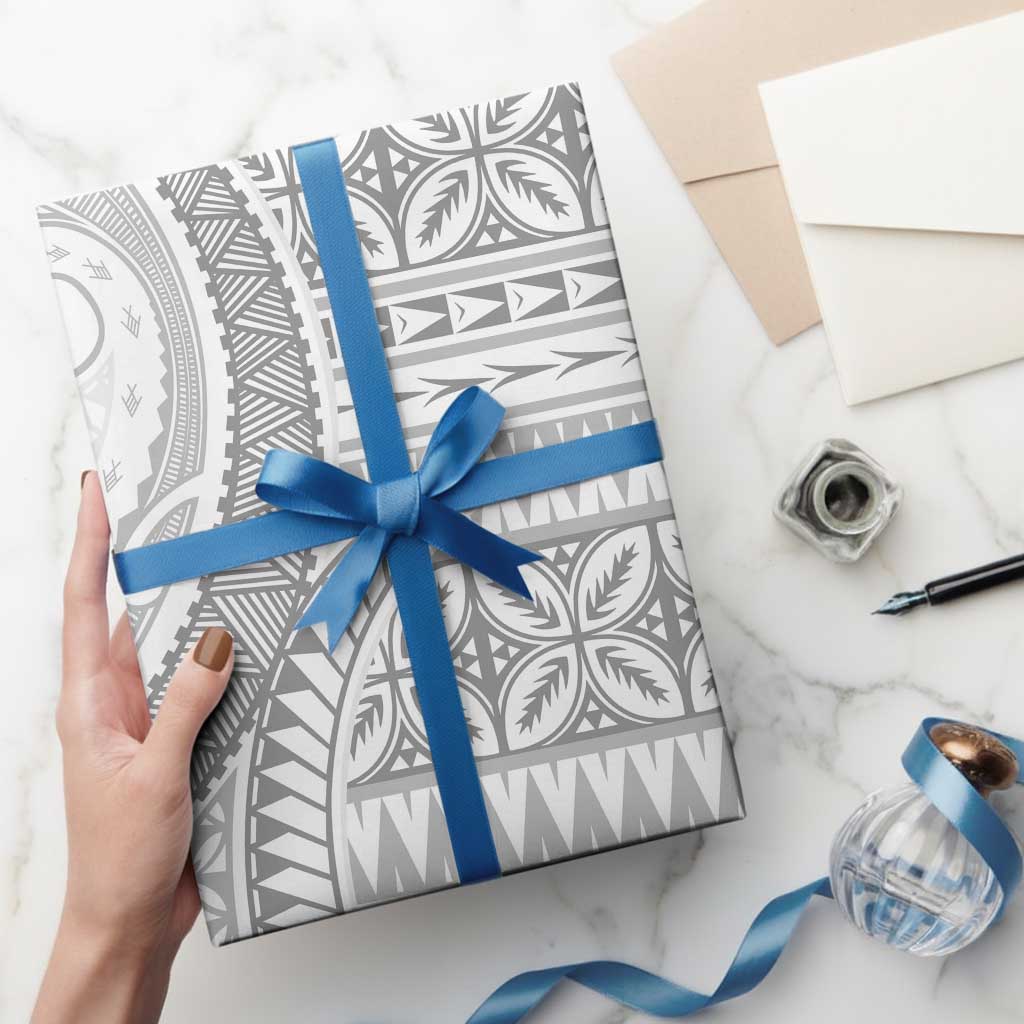 Polynesian White Sunday Wrapping Paper Lotu Tamaiti Melanesian Pattern LT9 - Polynesian Pride