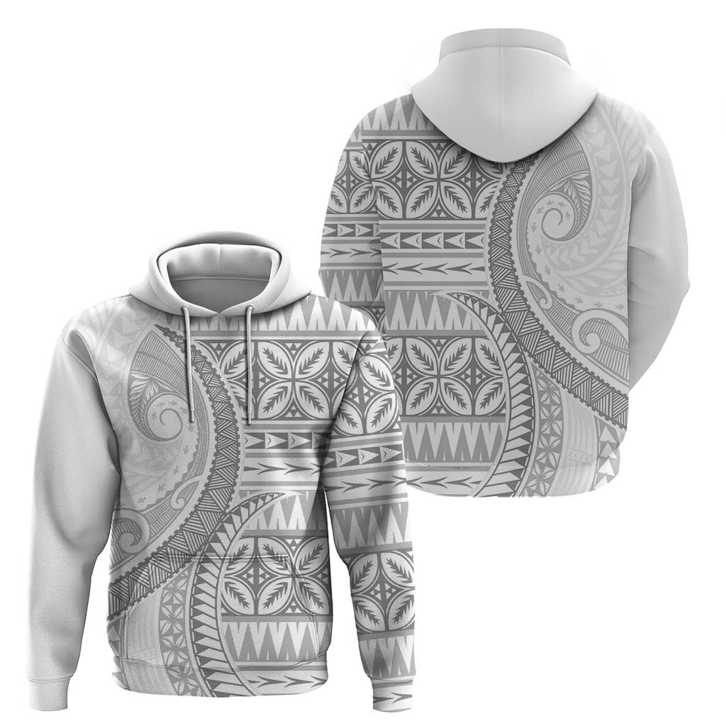 Polynesian White Sunday Zip Hoodie Lotu Tamaiti Melanesian Pattern - Polynesian Pride