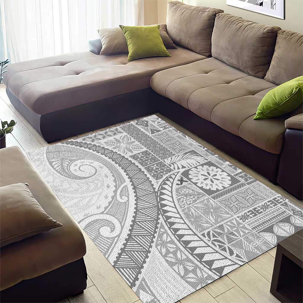 Samoa Siapo White Sunday Area Rug Lotu Tamaiti Polynesian White Pattern - Polynesian Pride