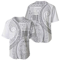 Samoa Siapo White Sunday Baseball Jersey Lotu Tamaiti Polynesian White Pattern - Polynesian Pride