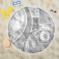 Samoa Siapo White Sunday Beach Blanket Lotu Tamaiti Polynesian White Pattern LT9 One Size 150cm White - Polynesian Pride