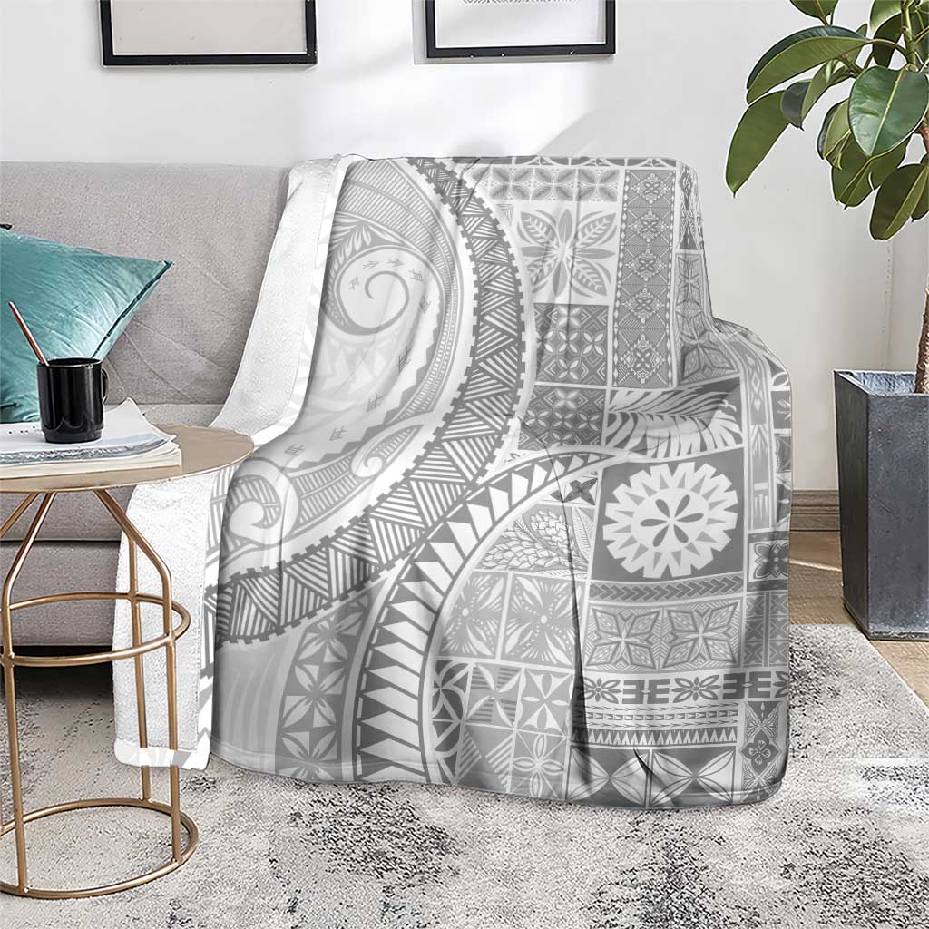 Samoa Siapo White Sunday Blanket Lotu Tamaiti Polynesian White Pattern - Polynesian Pride