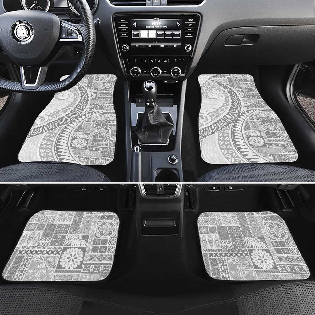 Samoa Siapo White Sunday Car Mats Lotu Tamaiti Polynesian White Pattern LT9 Set 4pcs White - Polynesian Pride