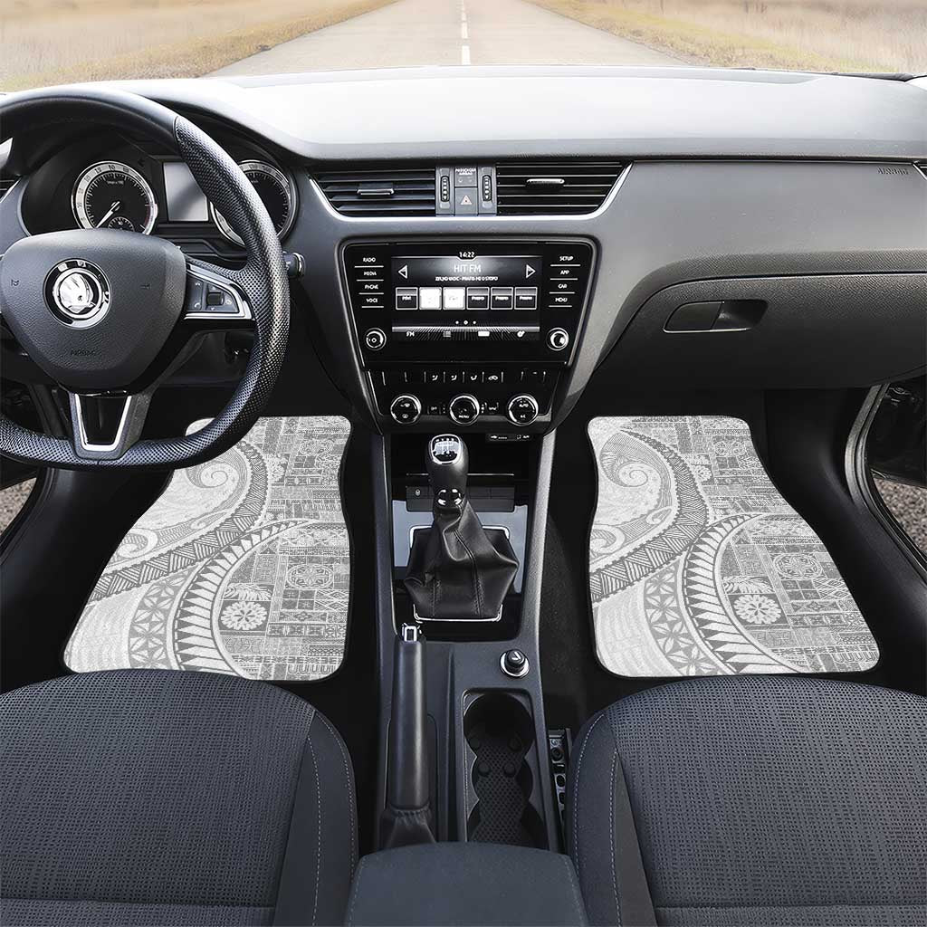 Samoa Siapo White Sunday Car Mats Lotu Tamaiti Polynesian White Pattern LT9 Set 2pcs - Front White - Polynesian Pride