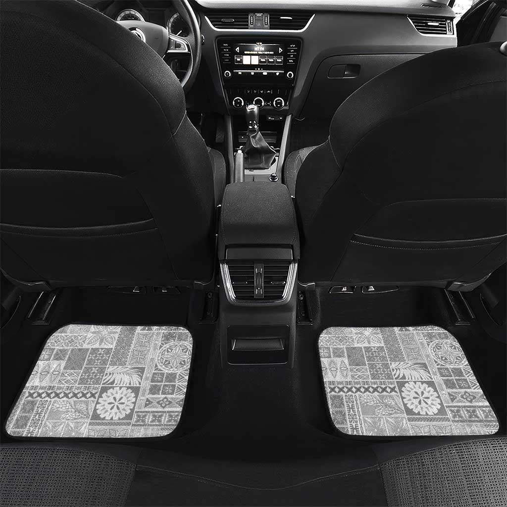 Samoa Siapo White Sunday Car Mats Lotu Tamaiti Polynesian White Pattern LT9 Set 2pcs - Back White - Polynesian Pride