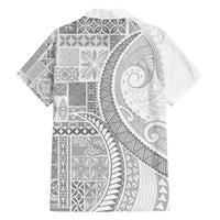 Samoa Siapo White Sunday Family Matching Puletasi and Hawaiian Shirt Lotu Tamaiti Polynesian White Pattern - Polynesian Pride