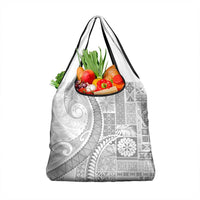 Samoa Siapo White Sunday Grocery Bag Lotu Tamaiti Polynesian White Pattern - Polynesian Pride