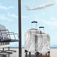 Samoa Siapo White Sunday Luggage Cover Lotu Tamaiti Polynesian White Pattern - Polynesian Pride