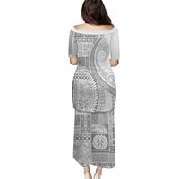 Samoa Siapo White Sunday Puletasi Lotu Tamaiti Polynesian White Pattern - Polynesian Pride