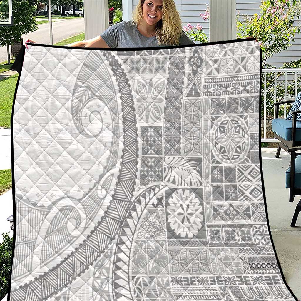 Samoa Siapo White Sunday Quilt Lotu Tamaiti Polynesian White Pattern - Polynesian Pride