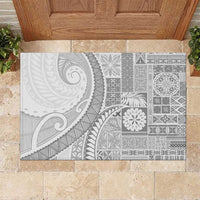 Samoa Siapo White Sunday Rubber Doormat Lotu Tamaiti Polynesian White Pattern - Polynesian Pride