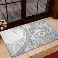 Samoa Siapo White Sunday Rubber Doormat Lotu Tamaiti Polynesian White Pattern - Polynesian Pride