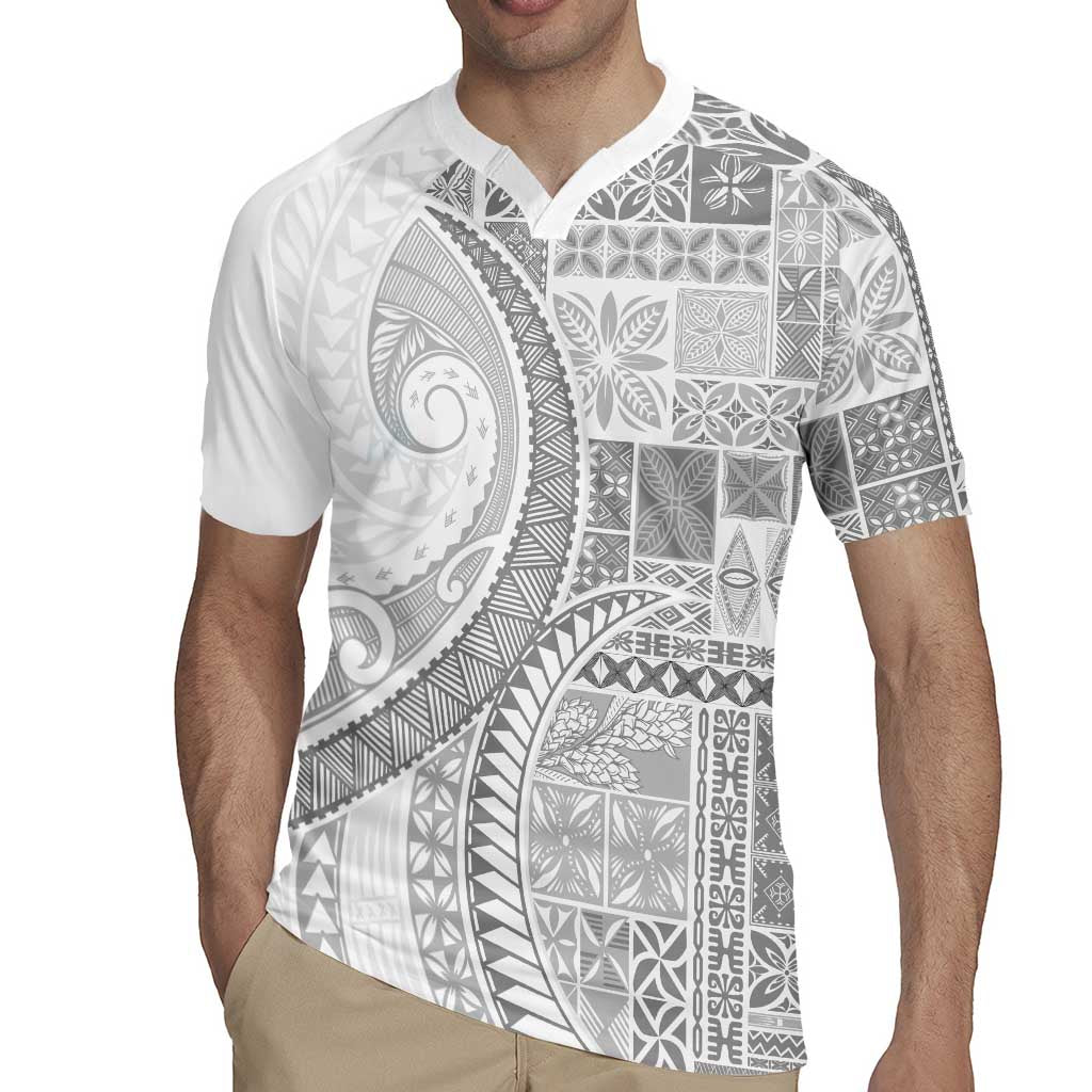 Samoa Siapo White Sunday Rugby Jersey Lotu Tamaiti Polynesian White Pattern - Polynesian Pride