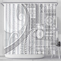 Samoa Siapo White Sunday Shower Curtain Lotu Tamaiti Polynesian White Pattern - Polynesian Pride