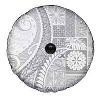 Samoa Siapo White Sunday Spare Tire Cover Lotu Tamaiti Polynesian White Pattern - Polynesian Pride