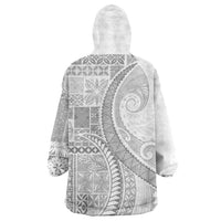 Samoa Siapo White Sunday Wearable Blanket Hoodie Lotu Tamaiti Polynesian White Pattern LT9 - Polynesian Pride