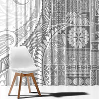 Samoa Siapo White Sunday Window Curtain Lotu Tamaiti Polynesian White Pattern - Polynesian Pride