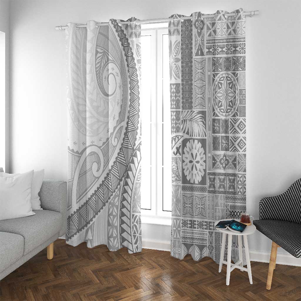 Samoa Siapo White Sunday Window Curtain Lotu Tamaiti Polynesian White Pattern - Polynesian Pride
