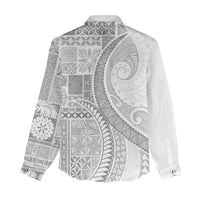 Samoa Siapo White Sunday Women Casual Shirt Lotu Tamaiti Polynesian White Pattern - Polynesian Pride